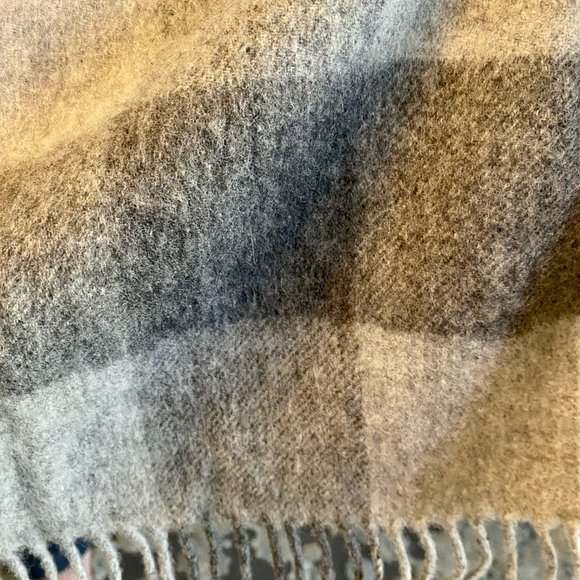 Wool Blend Part Two Grey Plaid Women's Fringe Poncho - Picture 5 of 5